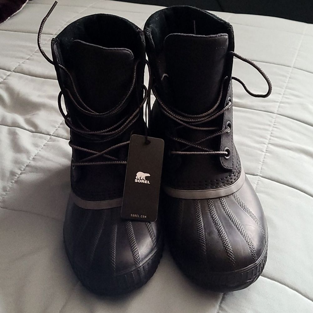 SOREL NWT CHEYANNE II LACE DUCK SNOW BOOTS BLACK 8